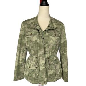 L.L. Bean Sherpa Lined Women's Camo Cargo Jacket Cinched Waist (Size: Small PET)